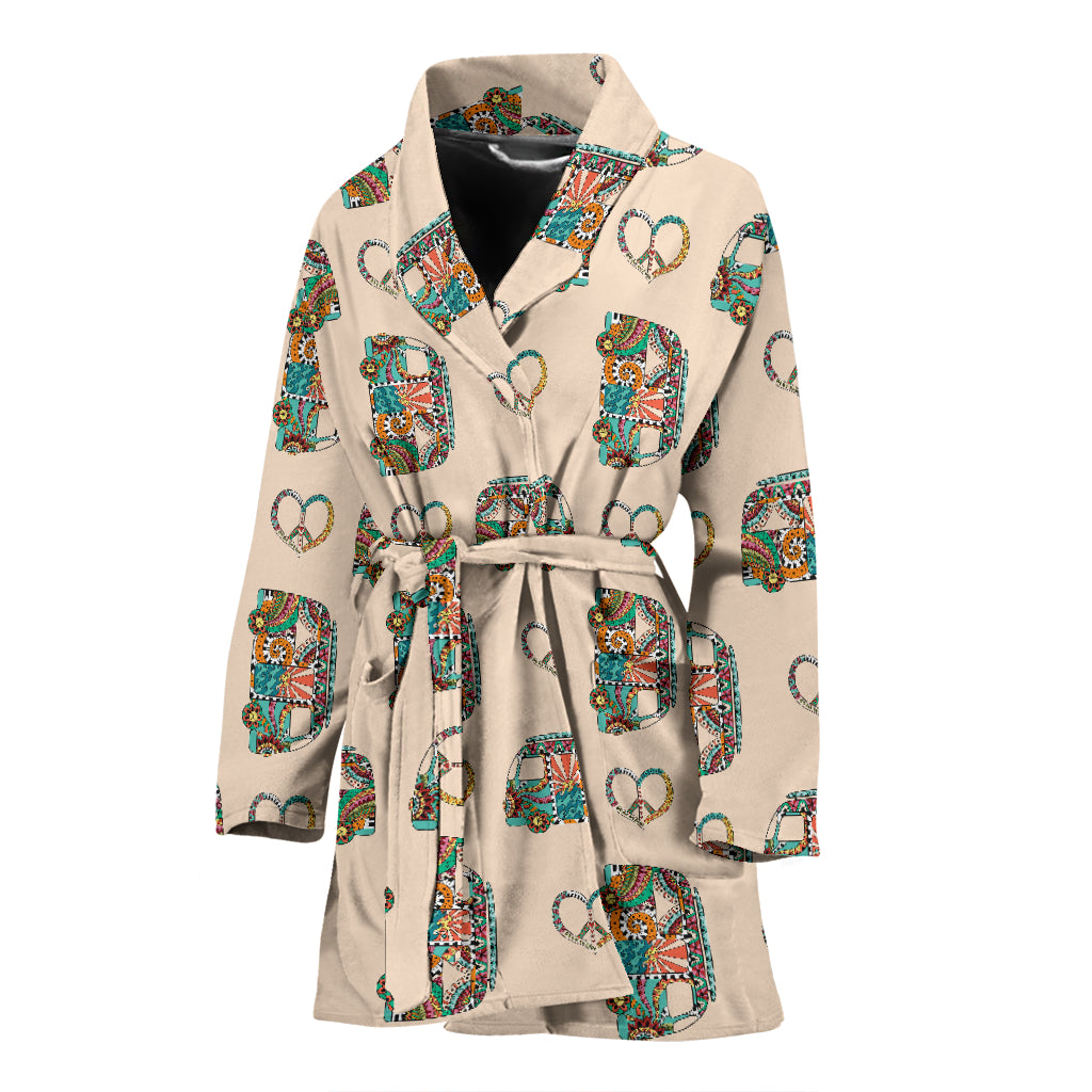 Hippie Van Peace Print Design LKS303 Women Bathrobe