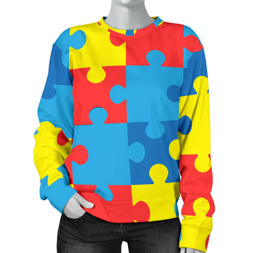 Autism Awareness Puzzles Design Print Women Long Sleeve Sweatshirt