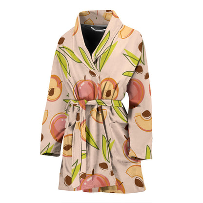 Peach Pattern Print Design A01 Women Bathrobe
