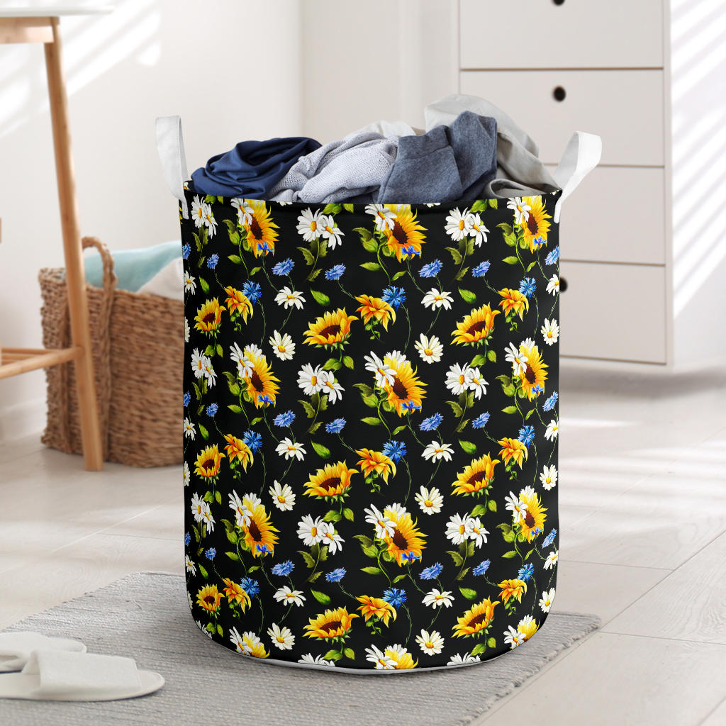 Sunflower Chamomile Bright Color Print  Laundry Basket