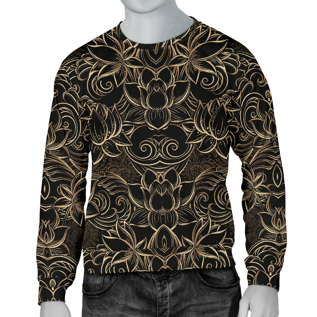 Lotus Gold Mandala Design Themed Men Long Sleeve Sweatshirt