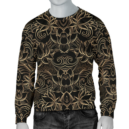 Lotus Gold Mandala Design Themed Men Long Sleeve Sweatshirt