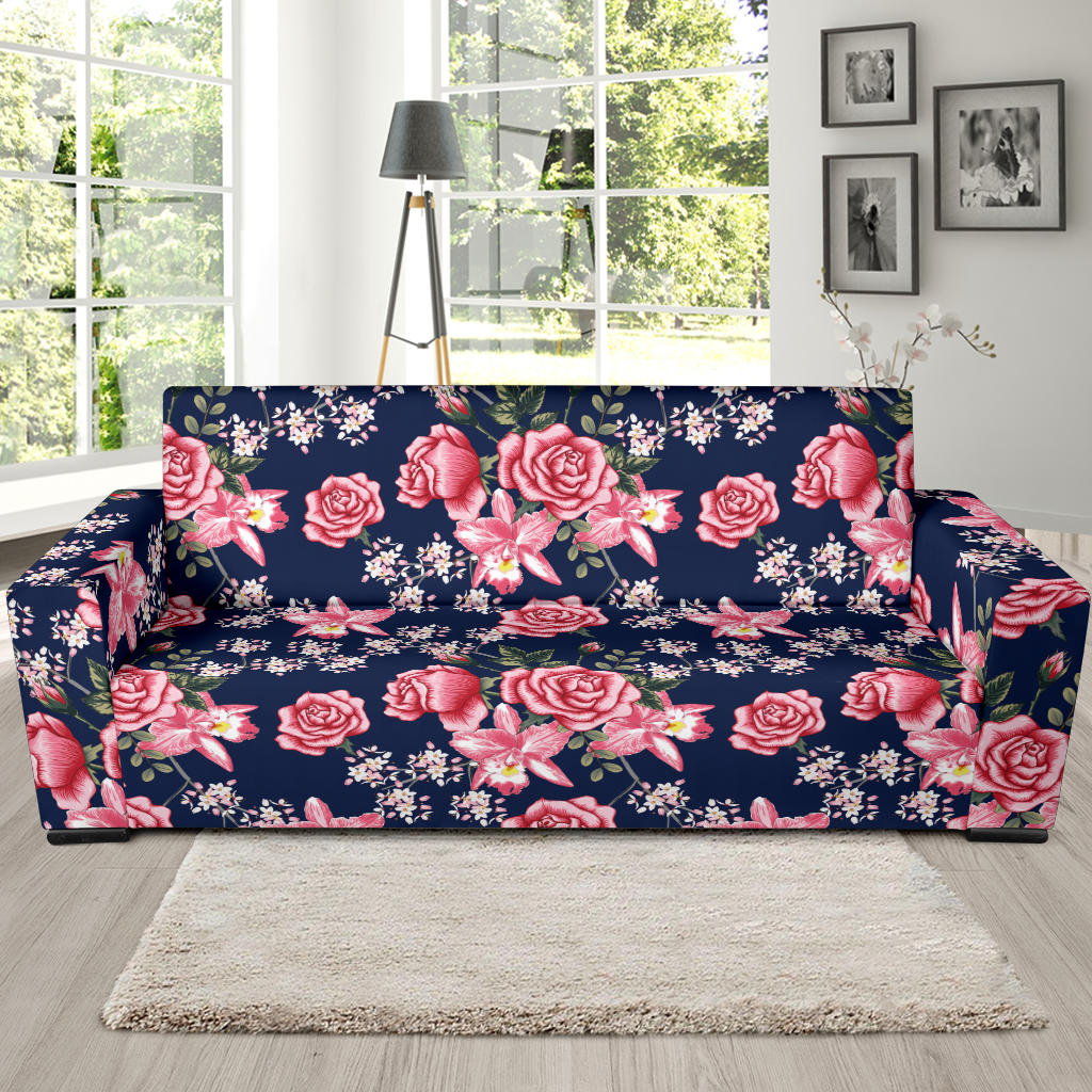 Rose Pattern Print Design A05 Sofa Slipcover