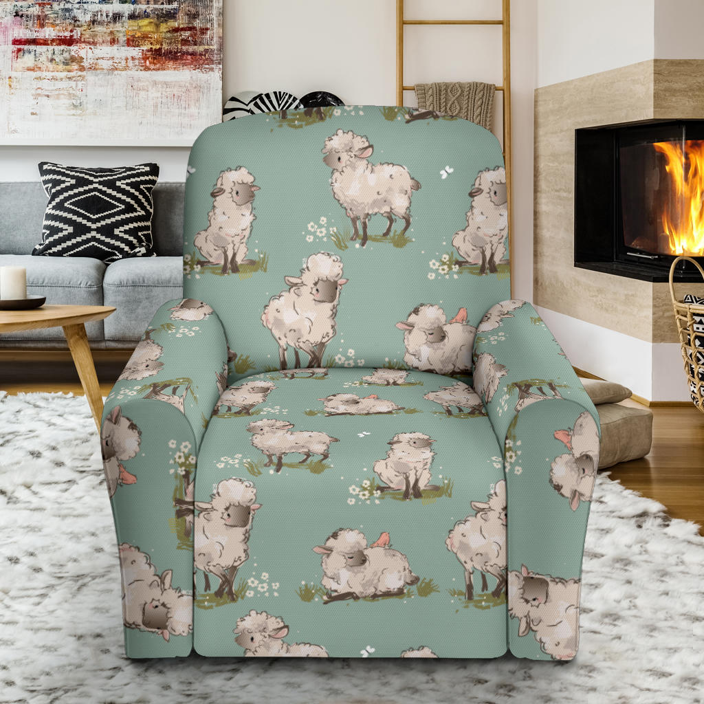 Sheep Print Design LKS405 Recliner Slipcover with Pocket