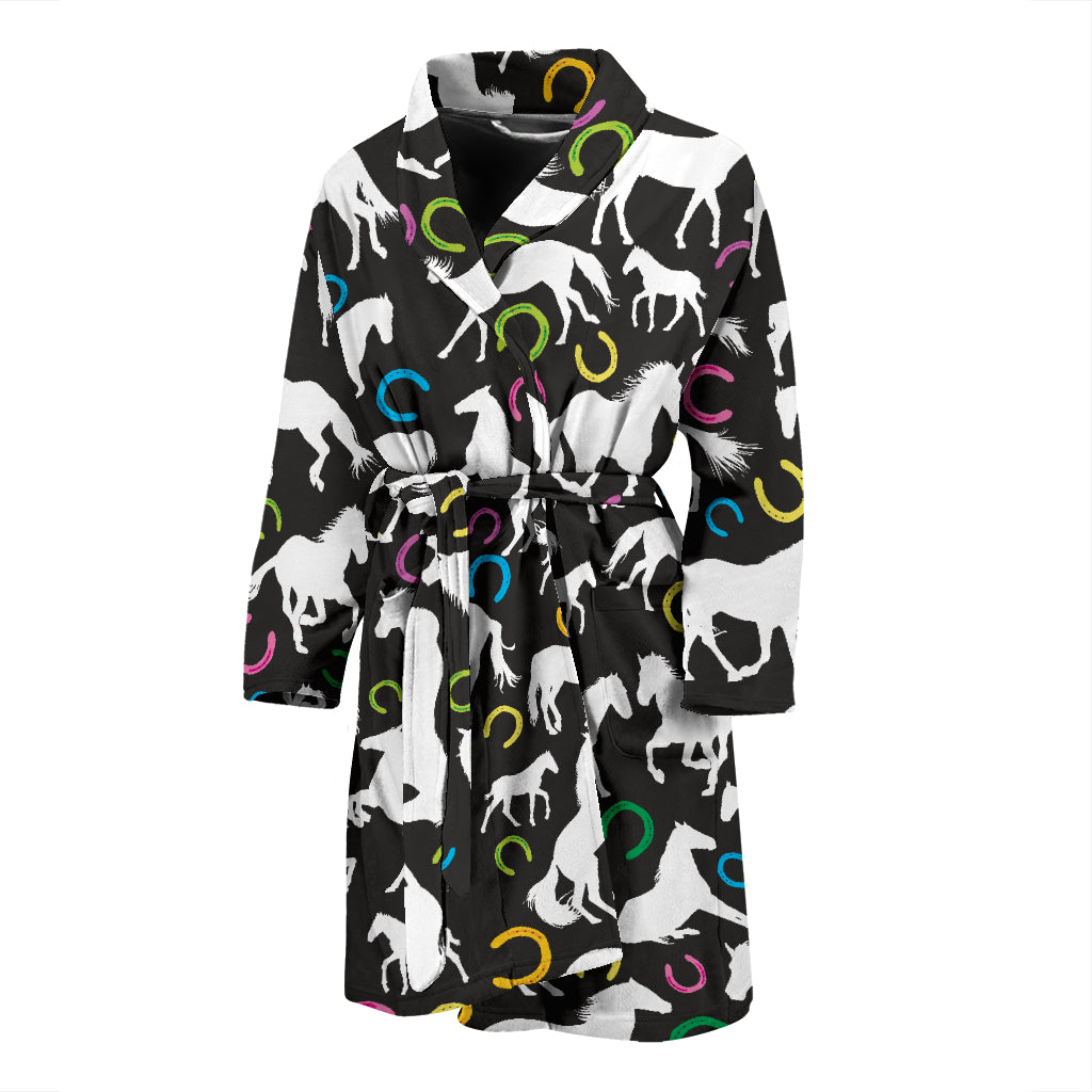 Horse Hoof Colorful Print Design LKS301 Men Bathrobe