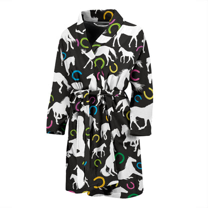 Horse Hoof Colorful Print Design LKS301 Men Bathrobe