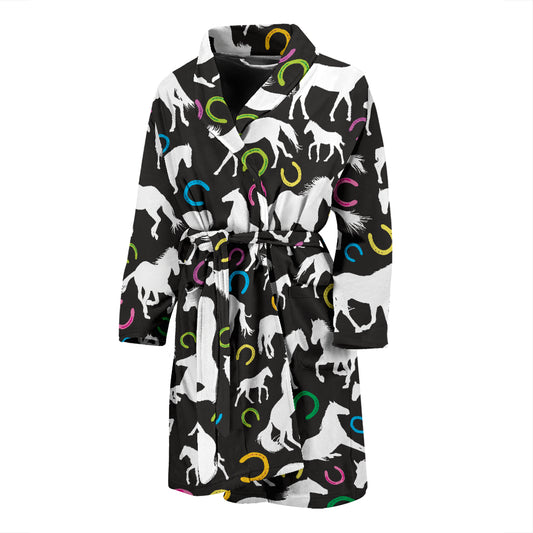 Horse Hoof Colorful Print Design LKS301 Men Bathrobe