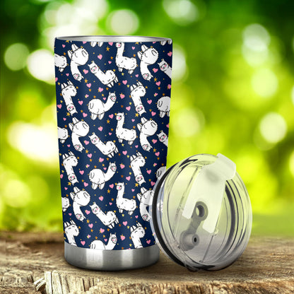 Alpaca Heart Star Design Themed Print Tumbler