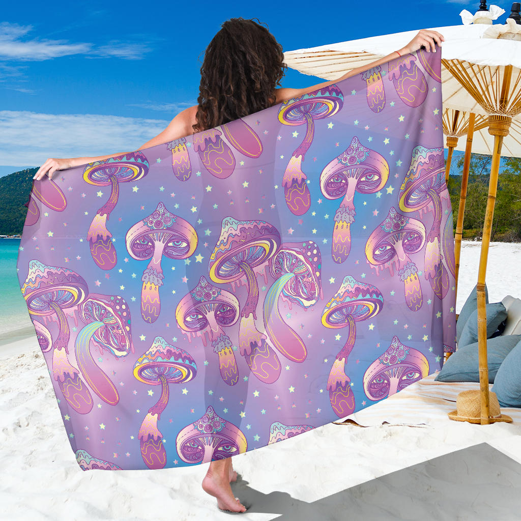 Psychedelic Mushroom Pattern Print Design A01 Sarong Pareo Wrap