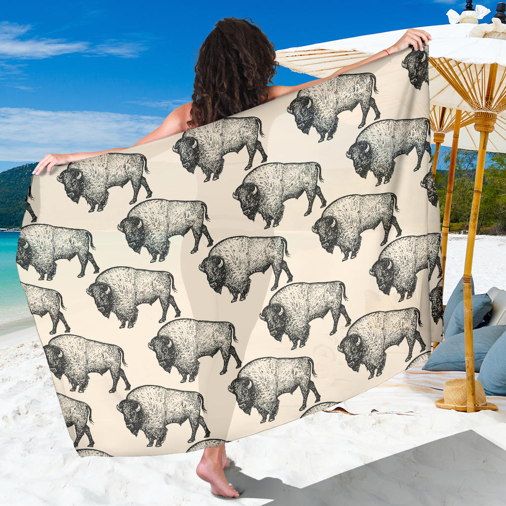 Bison Pattern Print Design 02 Sarong Pareo Wrap