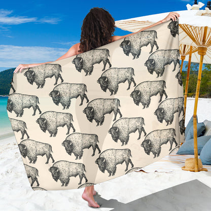 Bison Pattern Print Design 02 Sarong Pareo Wrap