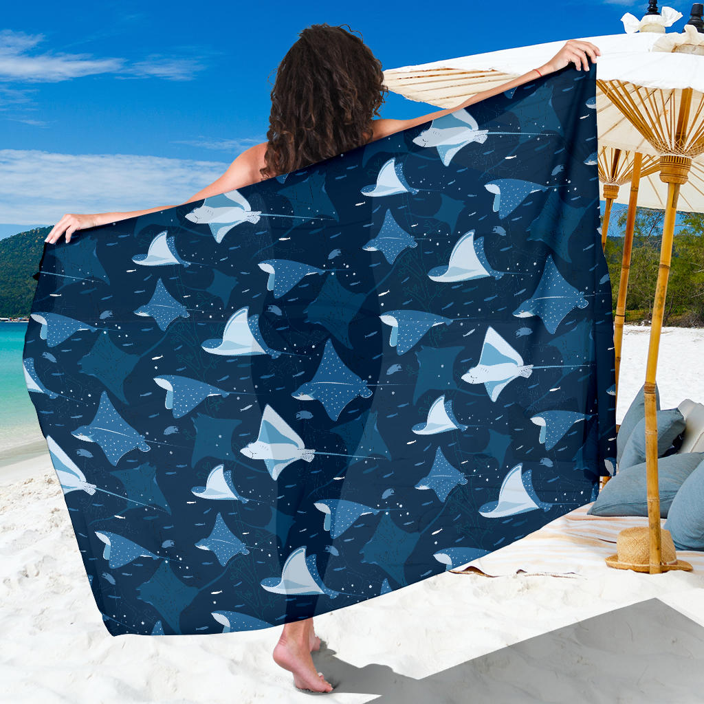 Manta Ray Pattern Print Design 02 Sarong Pareo Wrap