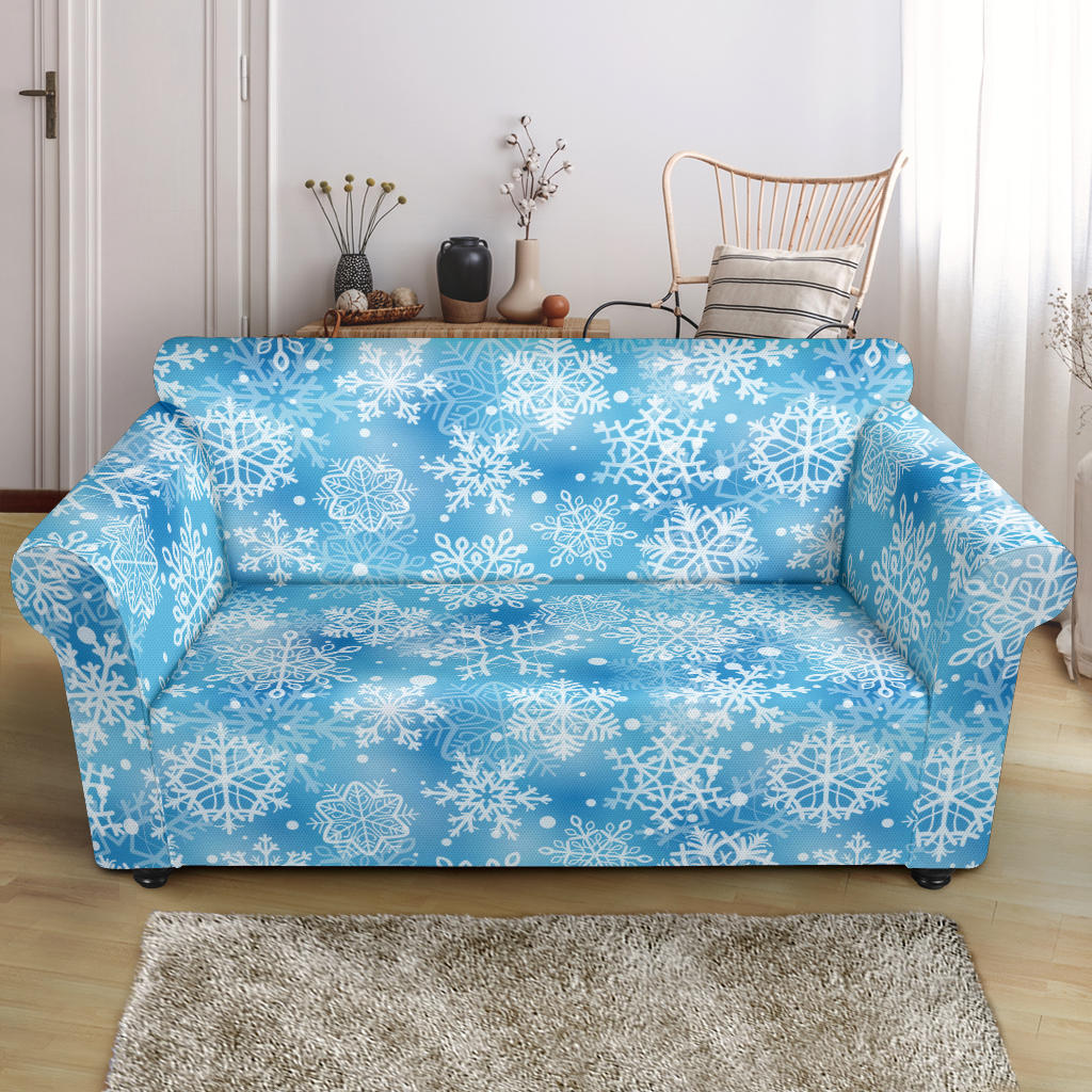 Snowflake Blue Print Design LKS301 Loveseat Couch Slipcover
