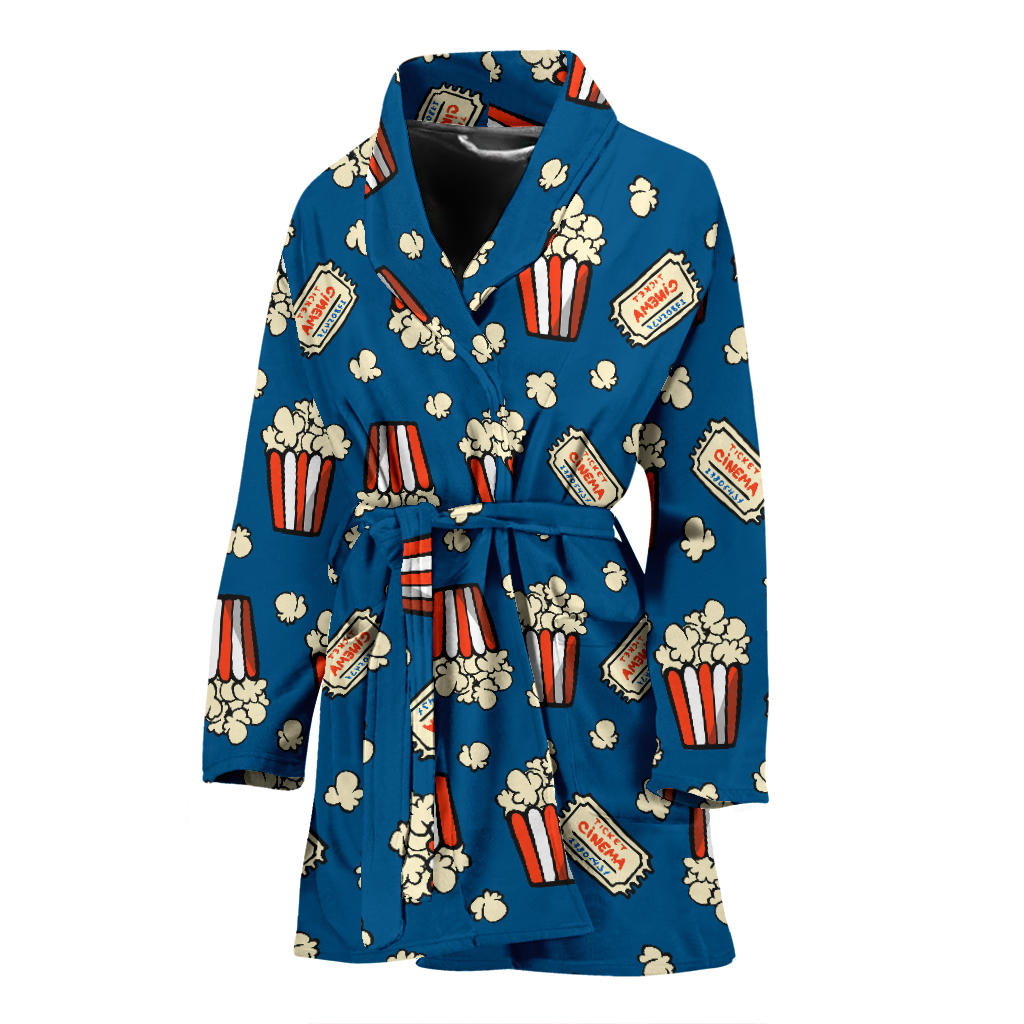 Popcorn Pattern Print Design A03 Women Bathrobe
