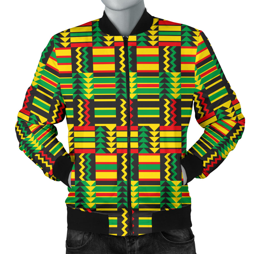African Zip Zag Print Pattern Men Bomber Jacket