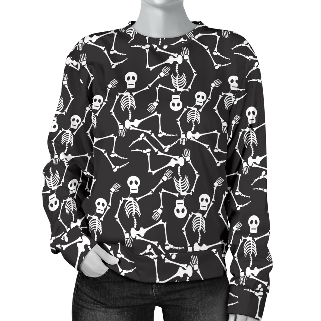 Skeleton Themed Print Women Long Sleeve Sweatshirt