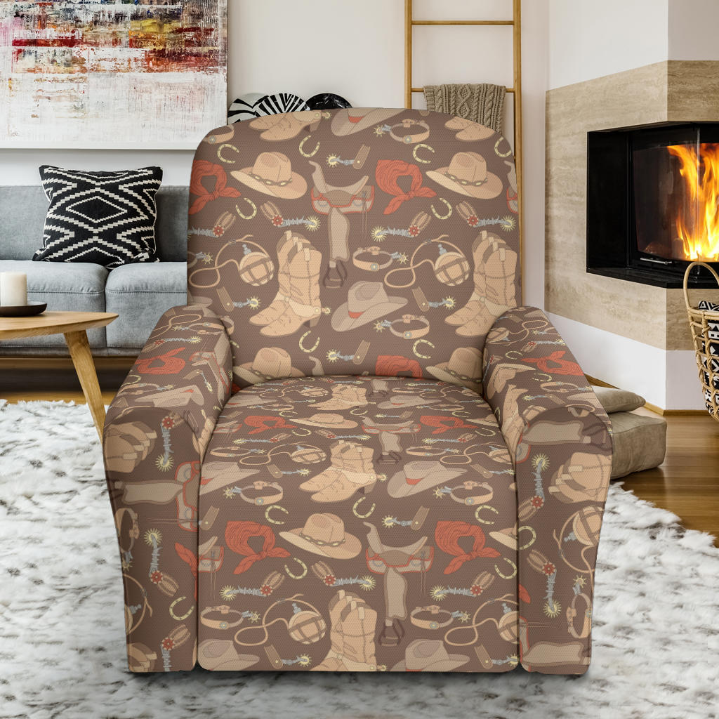Cowboy Pattern Print Design 02 Recliner Slipcover with Pocket