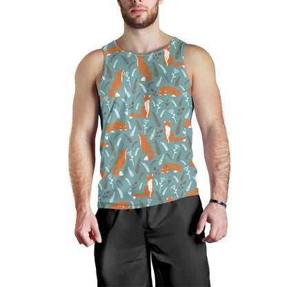 Fox Forest Print Pattern Men Tank Top