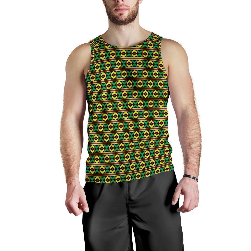 African Geometric Print Pattern Men Tank Top