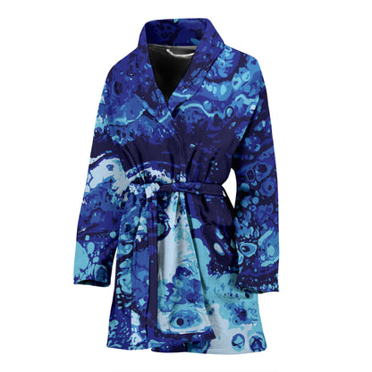Ocean Liquid Pattern Print Design A03 Women Bathrobe