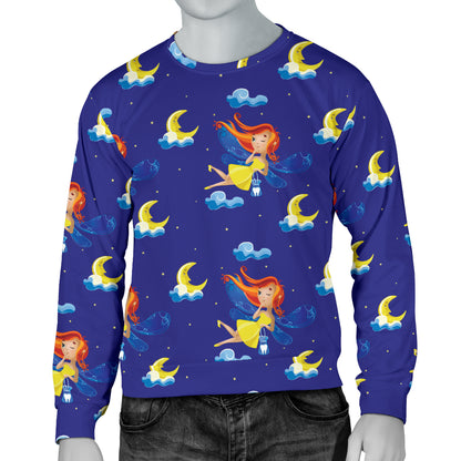 Fairy with Moon Print Pattern Men Long Sleeve Sweatshirt