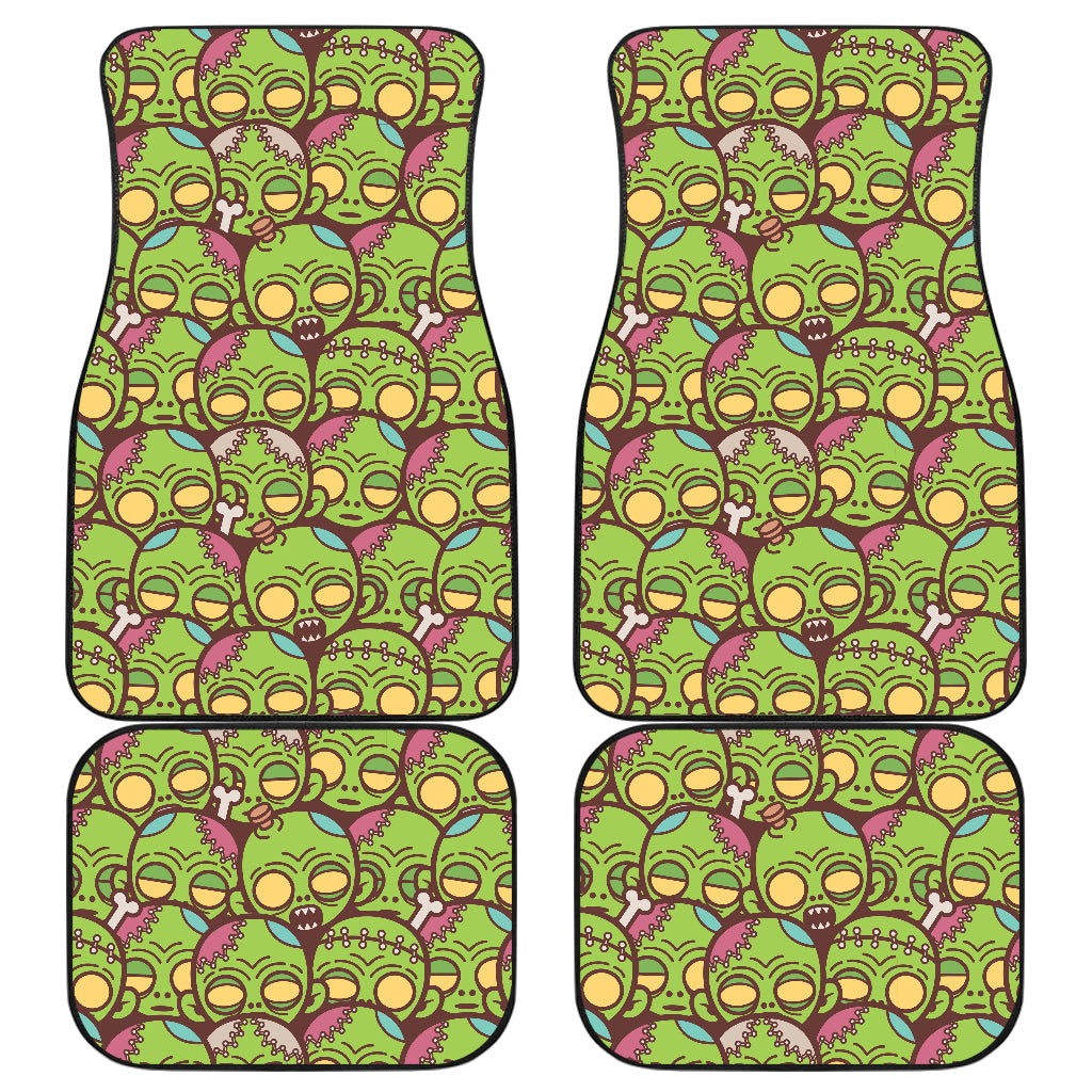 Zombie Head Design Pattern Print Car Floor Mats Front Back