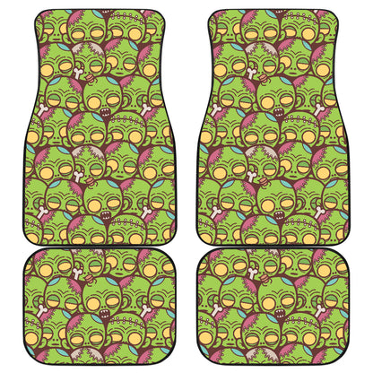 Zombie Head Design Pattern Print Car Floor Mats Front Back