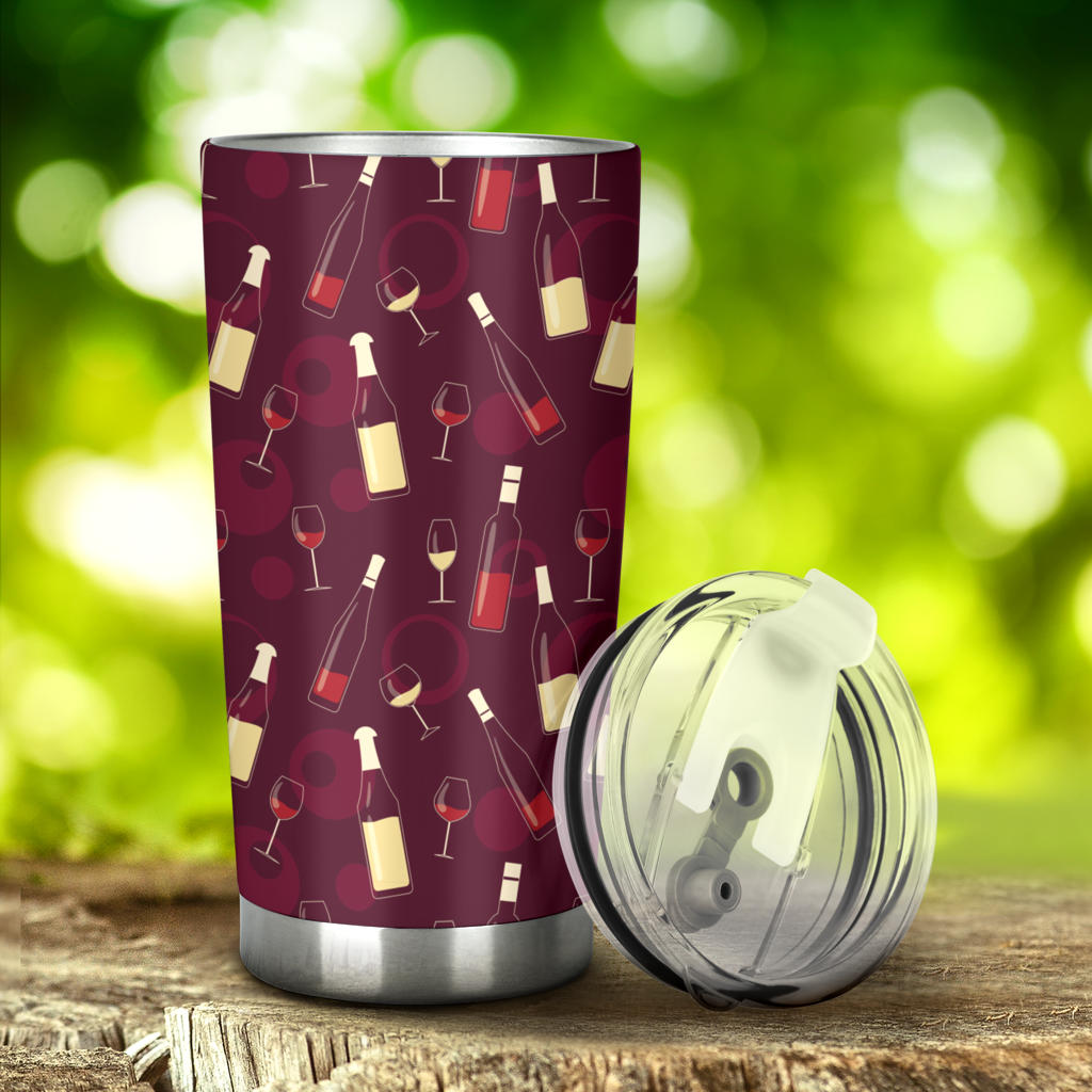 Wine Themed Pattern Print Tumbler
