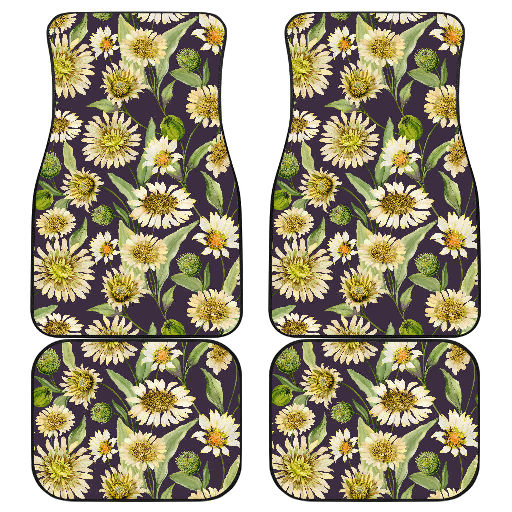 Daisy Vintage Print Pattern Car Floor Mats Front Back
