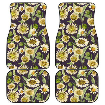Daisy Vintage Print Pattern Car Floor Mats Front Back