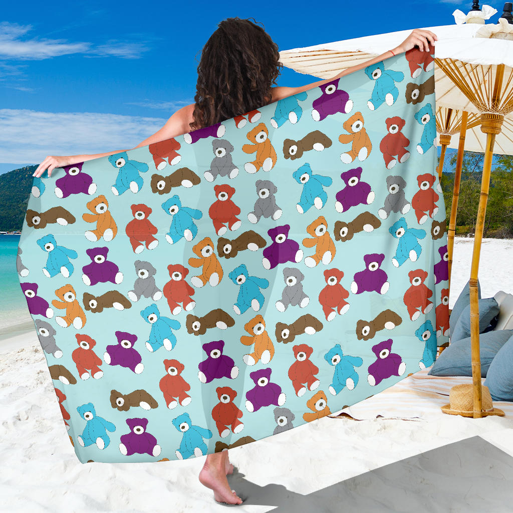 Bear Cute Pattern Print Design 03 Sarong Pareo Wrap