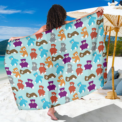 Bear Cute Pattern Print Design 03 Sarong Pareo Wrap
