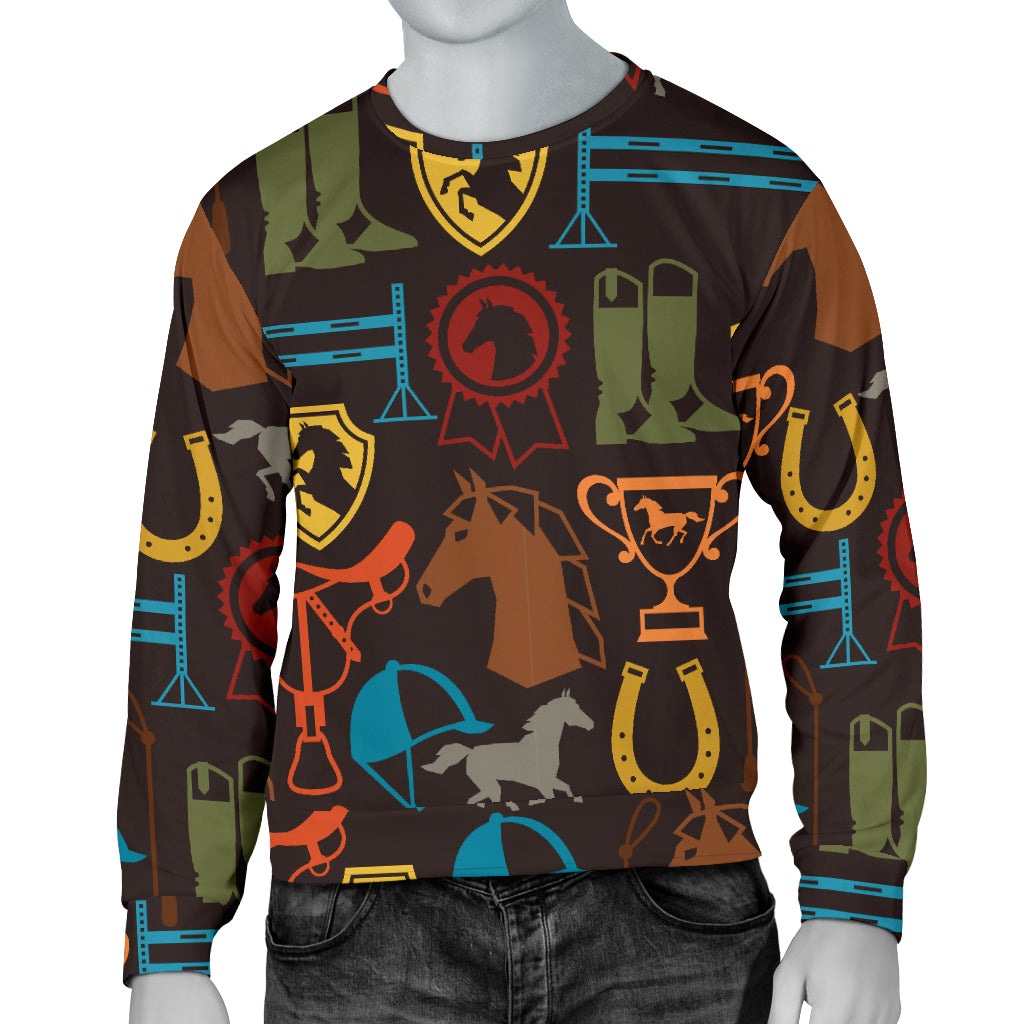 Equestrian Equipment Horse Colorful Men Long Sleeve Sweatshirt
