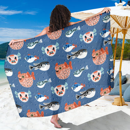 Fugu Pattern Print Design 02 Sarong Pareo Wrap