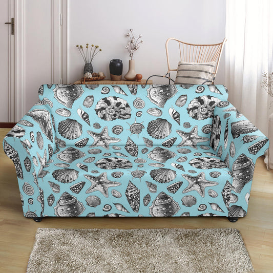 Seashell Beach Print Design LKS302 Loveseat Couch Slipcover
