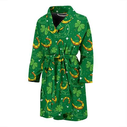Shamrock With Horse Shoes Print Design LKS305 Men Bathrobe