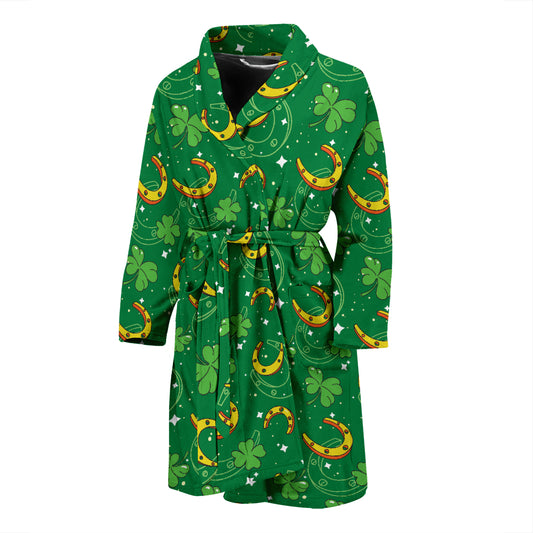 Shamrock With Horse Shoes Print Design LKS305 Men Bathrobe