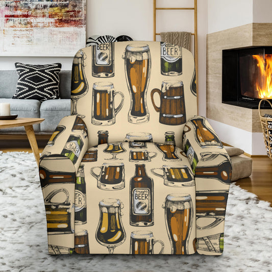 Beer Pattern Print Design 04 Recliner Slipcover with Pocket