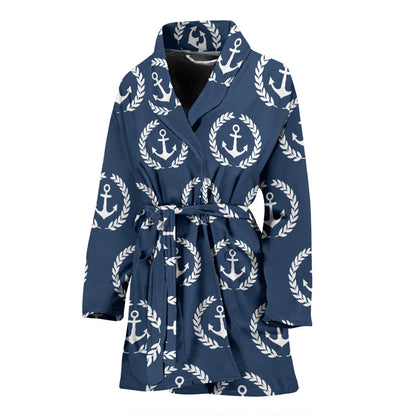 Anchor Pattern Print Design 04 Women Bathrobe