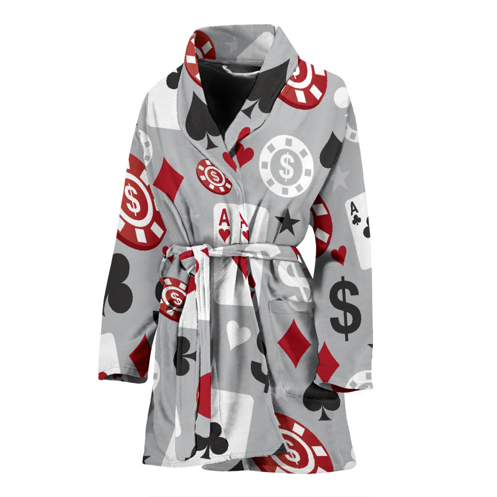 Casino Pattern Print Design 01 Women Bathrobe