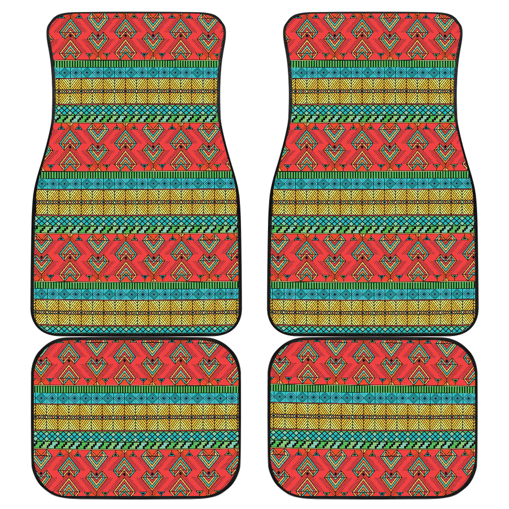 African Colorful Zigzag Print Pattern Car Floor Mats Front Back