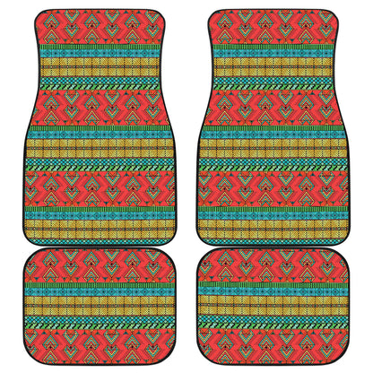 African Colorful Zigzag Print Pattern Car Floor Mats Front Back