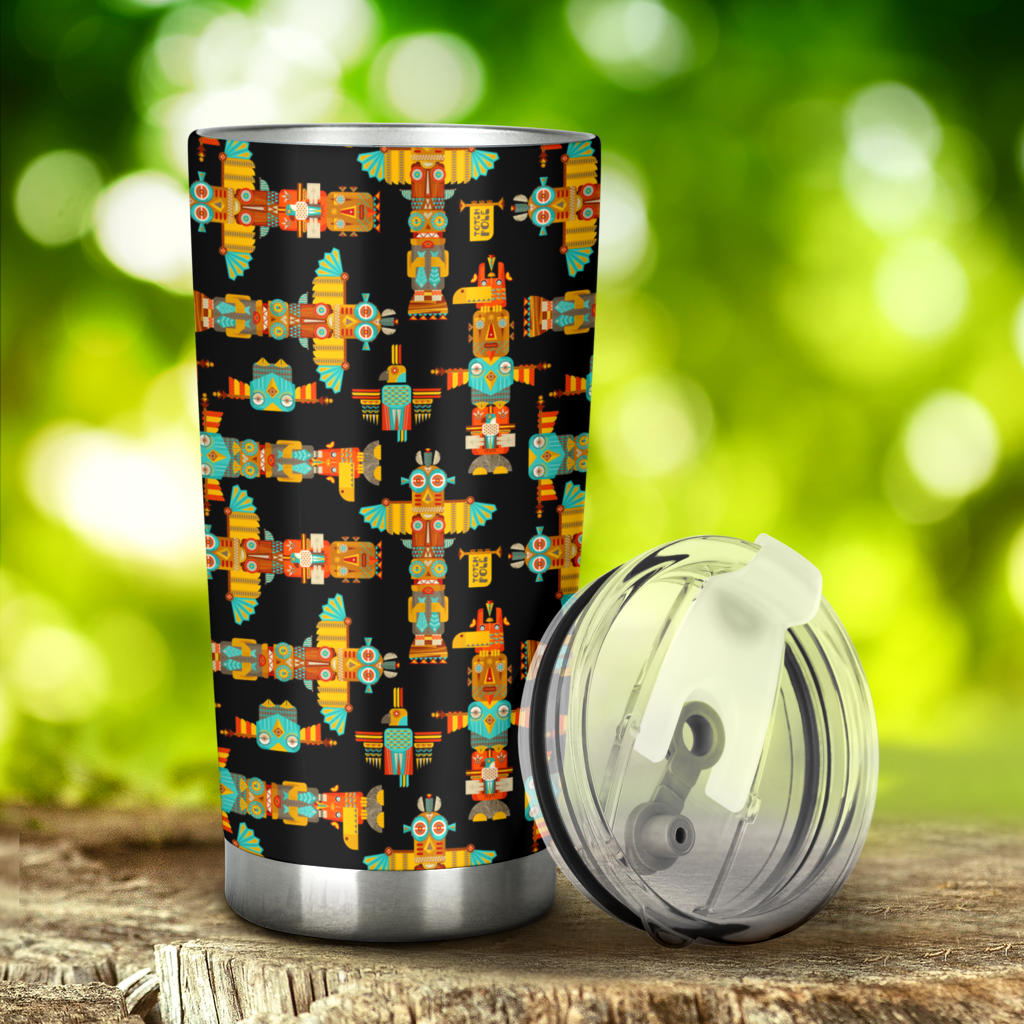 Totem Pole Cartoon Print Tumbler