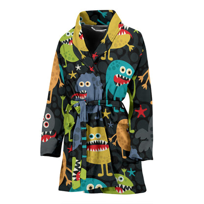 Monster Pattern Print Design 01 Women Bathrobe