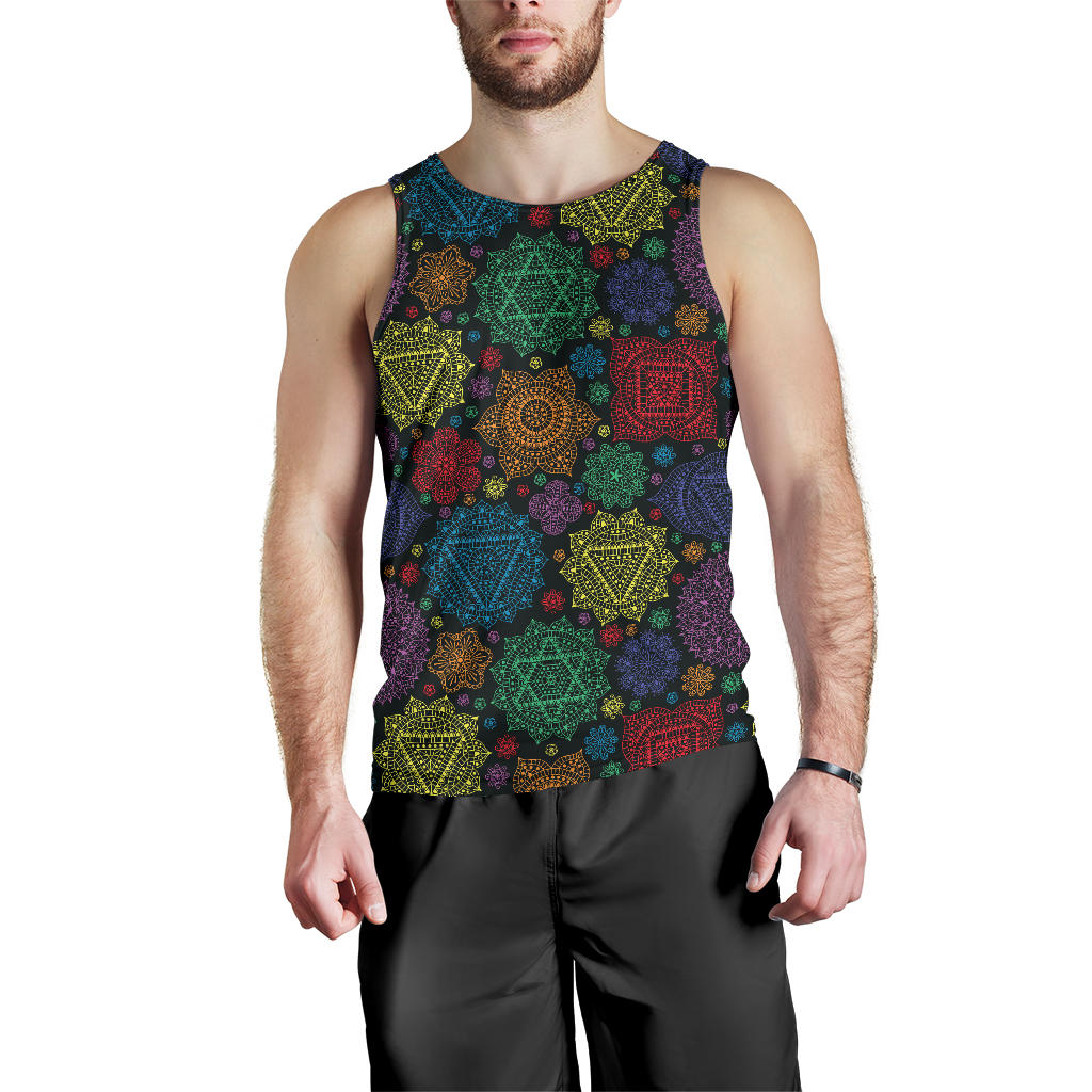 Chakra Mandala Print Pattern Men Tank Top