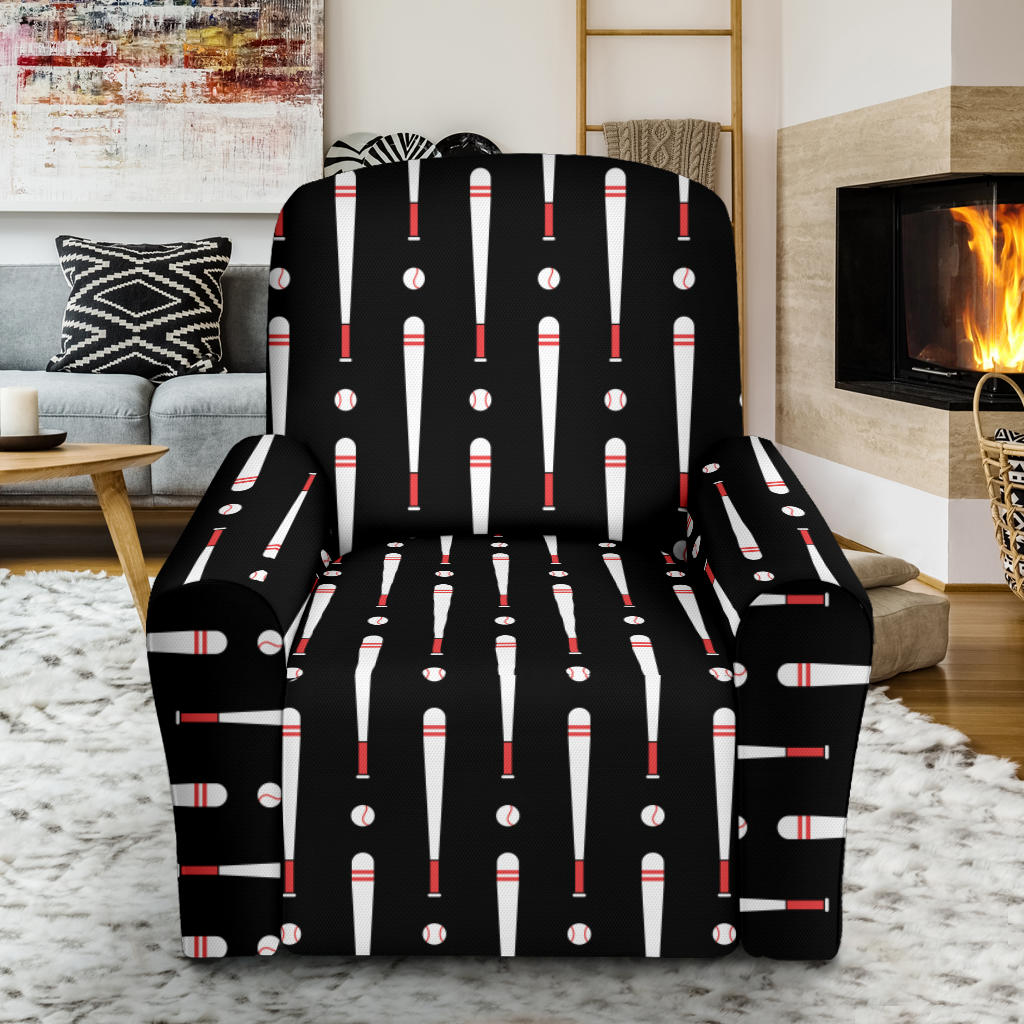 Baseball Pattern Print Design 03 Recliner Slipcover with Pocket