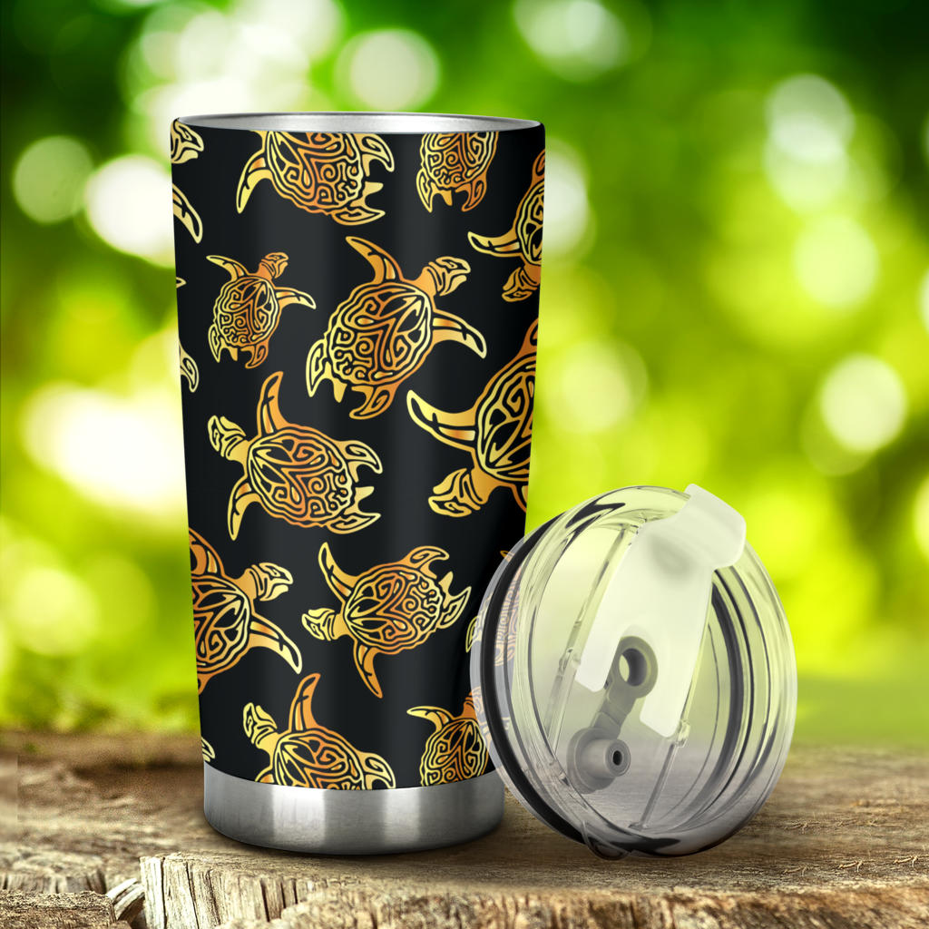 Gold Tribal Turtle Polynesian Themed Tumbler