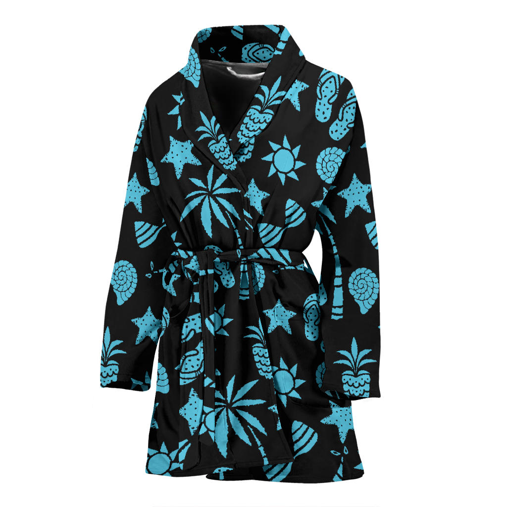 Beach Scene Pattern Print Design 03 Women Bathrobe