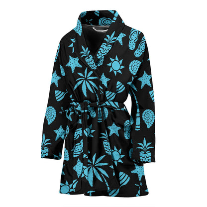 Beach Scene Pattern Print Design 03 Women Bathrobe
