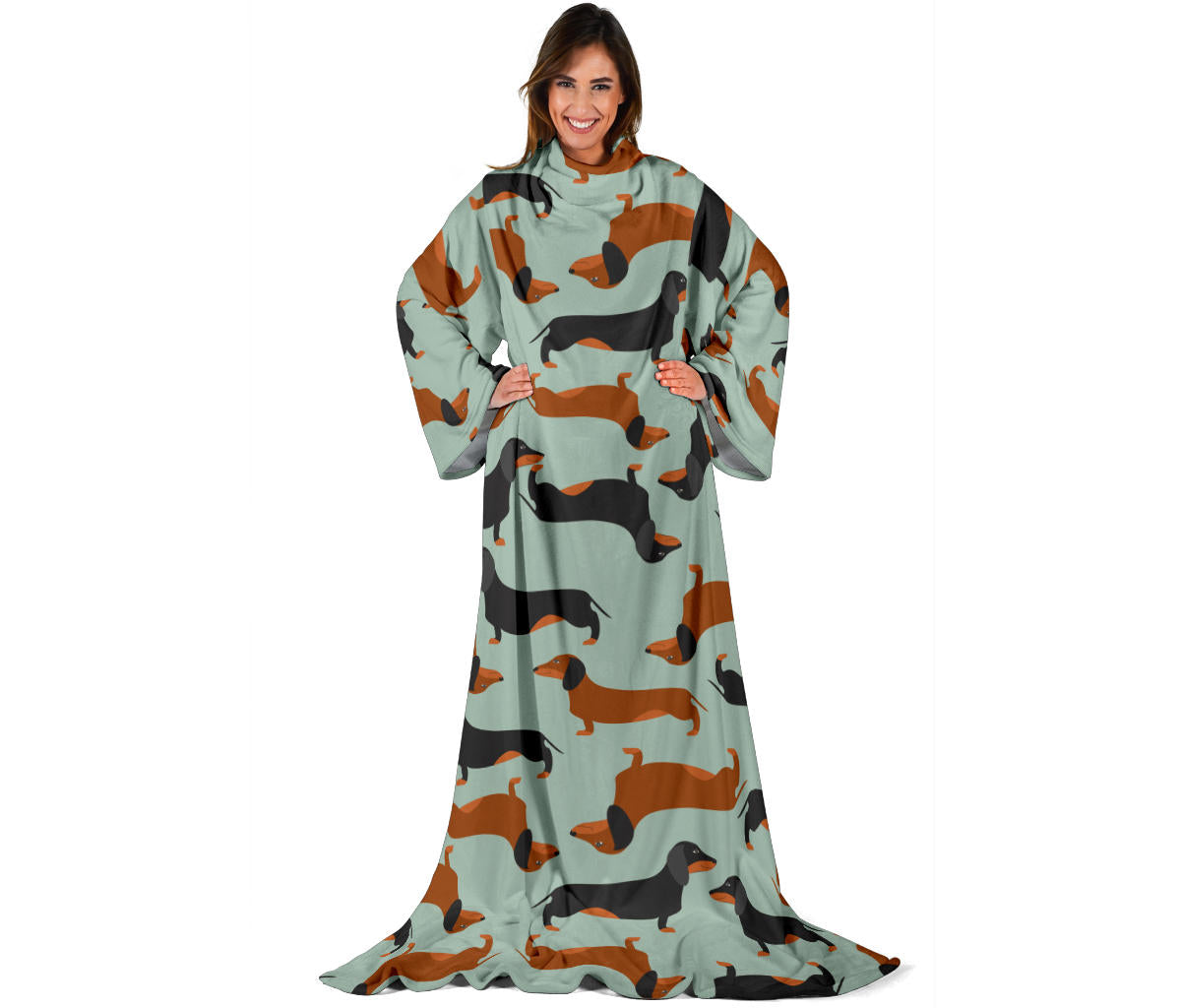 Dachshund Cute Print Pattern Adult Sleeve Blanket